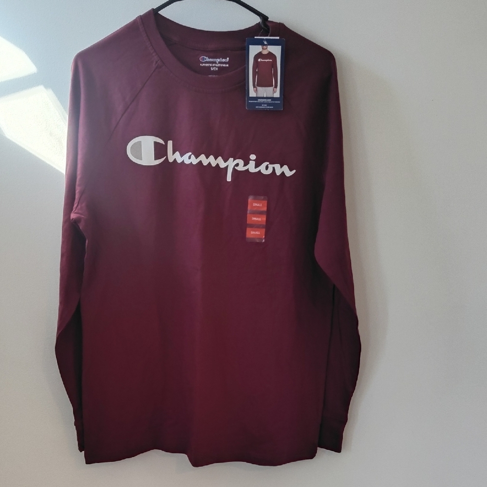 Men's Champion Burgundy Long Sleeve Tee